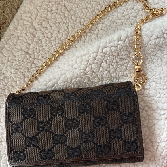Gucci Brown and Gold Clutch with Monogram Design - Picture 1 of 16